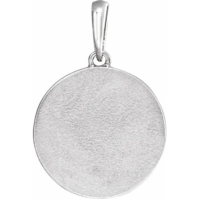 Celestial Dreams Natural Gemstone Coin Pendant 14K White Gold or Sterling Silver Back View 