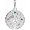 Celestial Dreams Natural Gemstone Coin Pendant 14K White Gold or Sterling Silver 