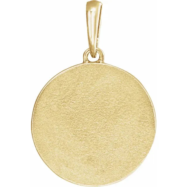 Celestial Dreams Natural Gemstone Coin Pendant 14K Yellow Gold Back Side 