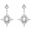 Celestial Opal Diamond Dangle Earrings 14K White Gold