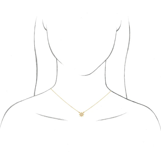Celestial Stargazer Natural Diamond Necklace in 14K Yellow Gold on Model Rendering