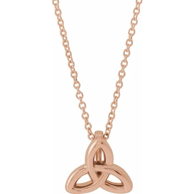 Celtic Trinity Necklace in 14K Rose Gold 
