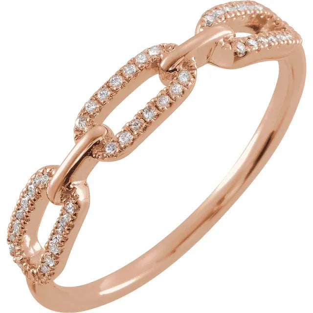 Chain Link 1/6 CTW Natural Diamond Ring in Rose Gold 