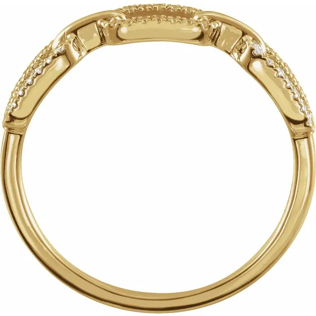 Chain Link 1/6 CTW Natural Diamond Ring in 14K Karat Yellow Gold