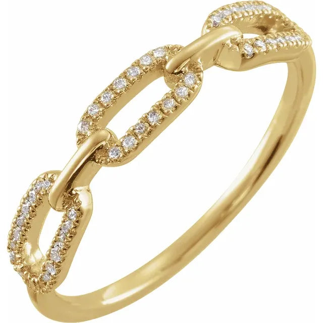 Chain Link 1/6 CTW Natural Diamond Ring in 14K Yellow Gold