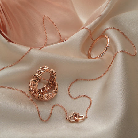 Chain Link Wear Everyday™ Hoop Earrings 14K Rose Gold with Necklace and Ring