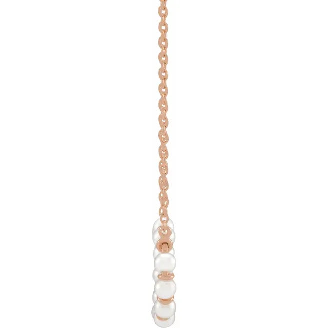 Circle Cultured Pearl 18" Necklace in 14K Rose Gold