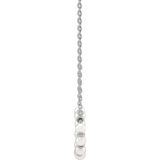 Circle Cultured Pearl 18" Necklace in 14K White Gold