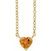 Heart Shaped Natural Citrine 14K Yellow Gold Necklace