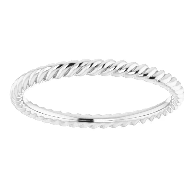 Classic Skinny Rope Wear Everyday™ Band Ring 2 MM in White Gold or Sterling Silver