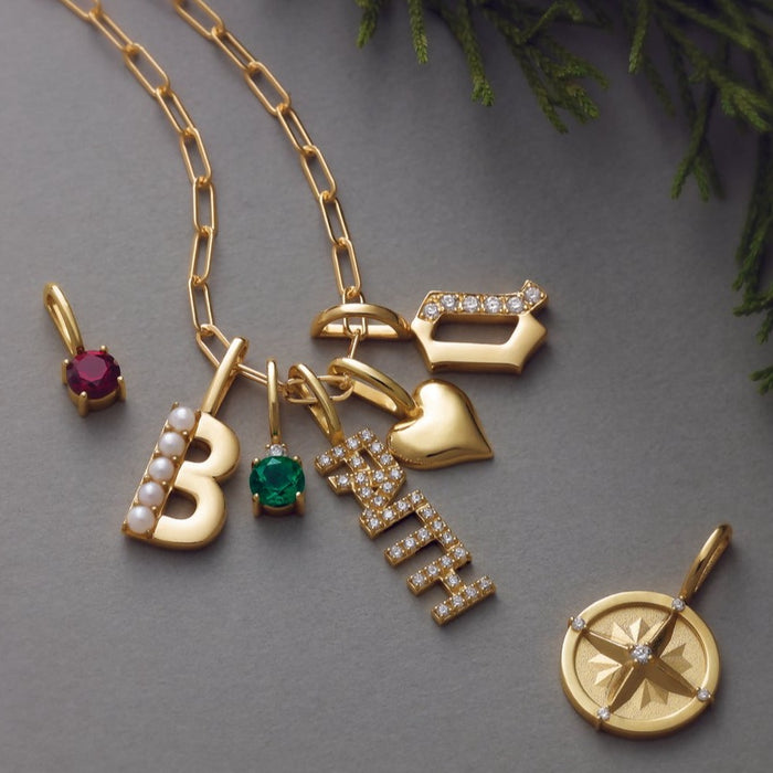 Collection of Charms on 14K Yellow Gold Paperclip Style Chain