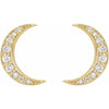 Pair Crescent Moon Natural Diamond Celestial Stud Earrings in 14K Yellow Gold