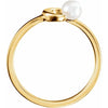 Crescent Moon & Pearl Ring in 14K Yellow Gold