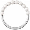 Fabulous Modern Freshwater Cultured Pearl Disc Bead Ring in Solid 14K White Gold 