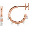 Cultured Pearl Hoop Earrings in 14K Rose Gold 