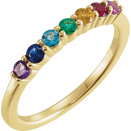 Custom Made Rainbow Natural Multi-Gemstone Anniversary Band Ring