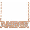Custom Personalized Natural Diamond Nameplate Necklace in 14K Rose Gold
