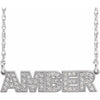 Custom Personalized Natural Diamond Nameplate Necklace in 14K White Gold or Sterling Silver