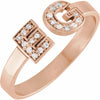 Font Detail for Custom Personalized Natural Diamond Initial Ring in 14K Rose Gold