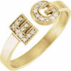 Custom Personalized Natural Diamond Initial Ring in 14K Yellow Gold