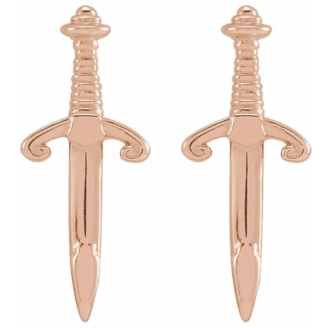 Dagger Stud Earrings in 14K Rose Gold