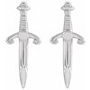 Dagger Stud Earrings in 14K White Gold, platinum or Sterling Silver 