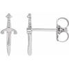 Dagger Stud Earrings in 14K White Gold, platinum or Sterling Silver 