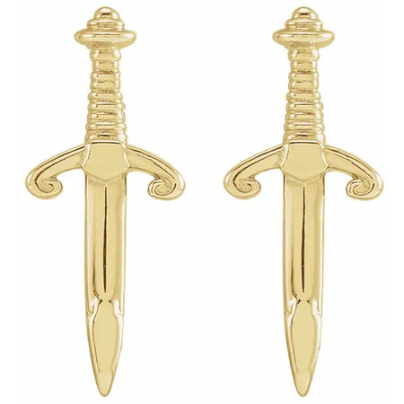 Dagger Stud Earrings in 14K Yellow Gold 