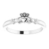 Claddagh Celtic Love Friendship Ring Solid 14K White Gold or Sterling Silver 