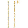 Dangle Drop Chain Natural Diamond Earrings Solid 14K Yellow Gold 