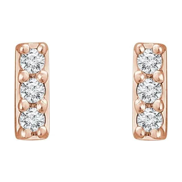 Wear Everyday™ Minimalist Perfection Diamond Bar Stud Earrings in 14K Rose Gold, Choose Lab-Grown or Natural Diamonds