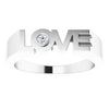 Diamond solitaire LOVE Block Style Ring in 14K White Gold or Sterling Silver