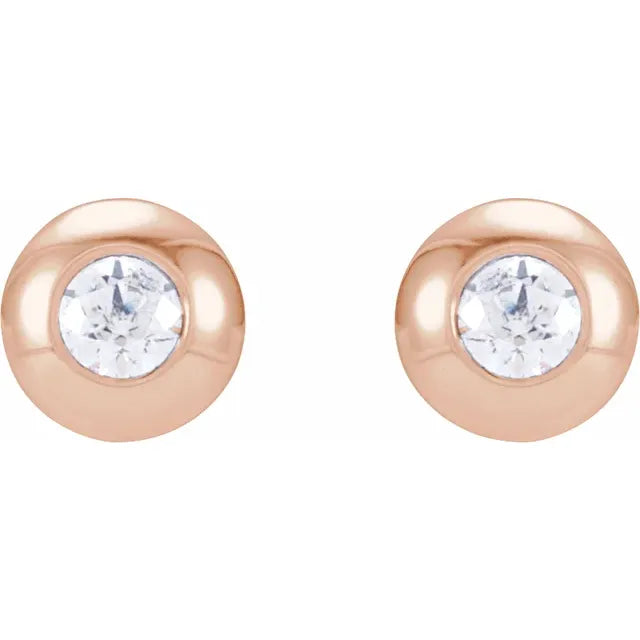 Domed Bezel Set Natural Diamond Stud Earrings .06 CTW 14K Rose Gold