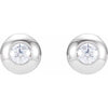 Domed Bezel Set Natural Diamond Stud Earrings .06 CTW 14K White Gold, Platinum or Sterling Silver