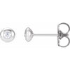 Domed Bezel Set Natural Diamond Stud Earrings .06 CTW 14K White Gold, Platinum or Sterling Silver