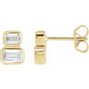 Two-Stone Toi Et Moi Lab-Grown Diamond Stud Emerald Cut Earrings 14K Yellow Gold