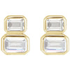 Two-Stone Toi Et Moi Lab-Grown Diamond Emerald Cut Stud Earrings 14K Yellow Gold Front View