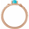 Double Snake Natural Turquoise Egg Ring in Solid 14K RoseGold 