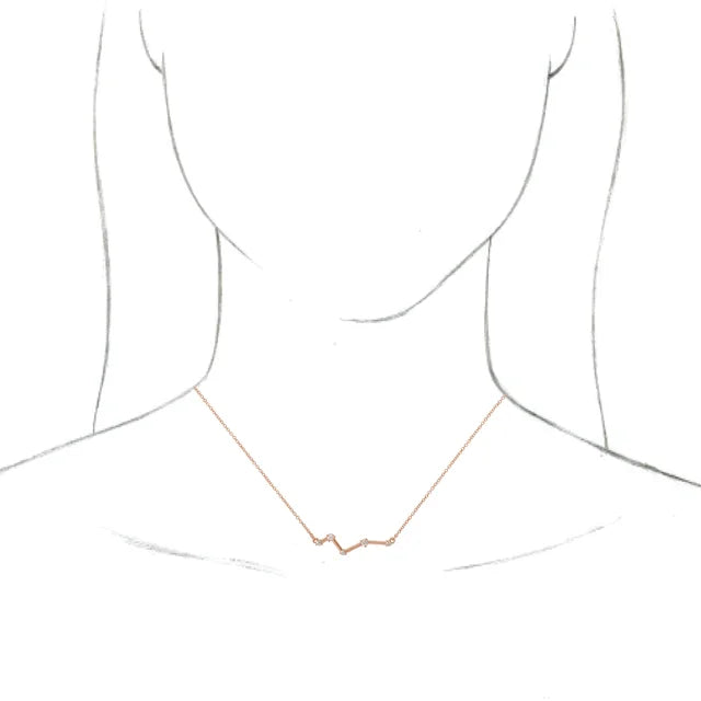 Constellation Bar Natural Diamond Necklace in 14K Rose Gold on Model Rendering