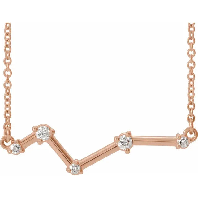 Constellation Bar Natural Diamond Necklace in 14K Rose Gold