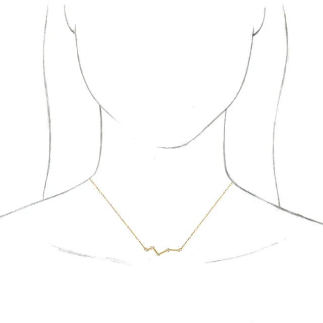 Constellation Bar Natural Diamond Necklace in 14K Yellow Gold on Model Rendering