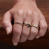 Ring Stack with Enamel Natural Diamond 14K Yellow Gold Ring