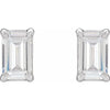 Emerald 4 Prong Lab-Grown Diamond Stud Earrings in 14K White Gold Choose 3/4 or 1 1/2 CTW Front View