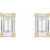 Emerald 4 Prong Lab-Grown Diamond Stud Earrings in 14K Yellow Gold Choose 3/4 or 1 1/2 CTW Front View
