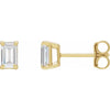 Emerald 4 Prong Lab-Grown Diamond Stud Earrings in 14K Yellow Gold Choose 3/4 or 1 1/2 CTW