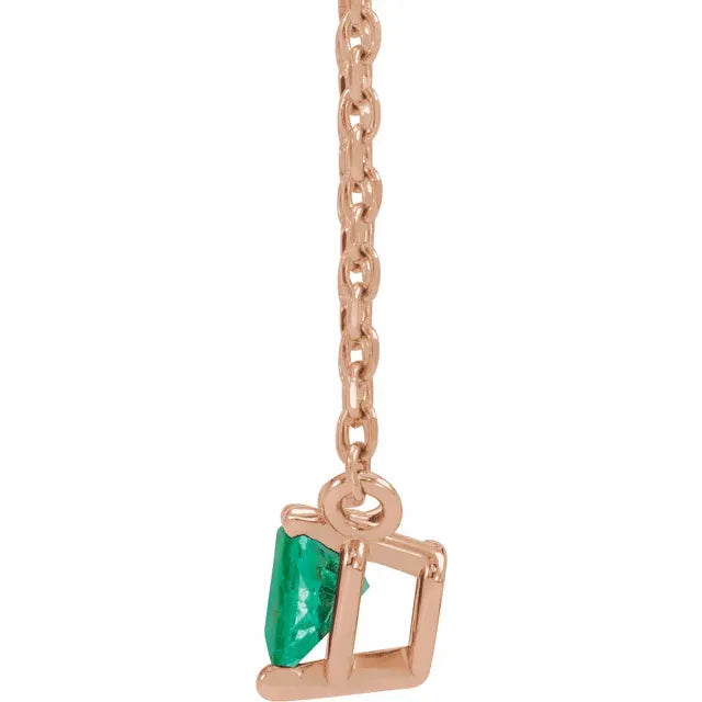 Heart Shaped Lab-Grown Emerald 14K Rose Gold Necklace