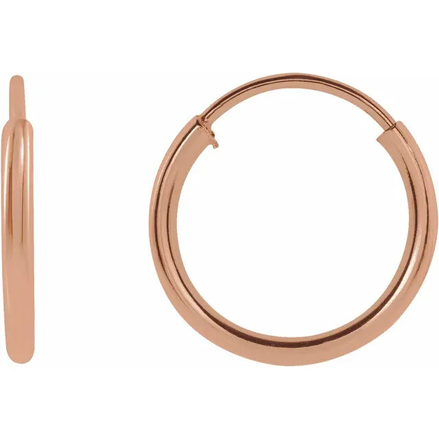 Flexible Endless Hoop Earrings 14K Rose Gold 10 MM