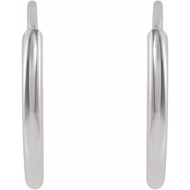 Flexible Endless Hoop Earrings 14K White Gold 10 MM Front Facing