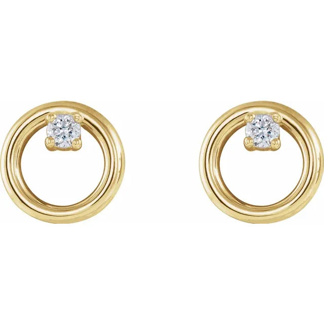 Endless Love Circle Natural Diamond Stud Earrings 14K Yellow Gold