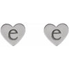 Engraved Heart Stud Earrings in 14K White  Gold or Sterling Silver